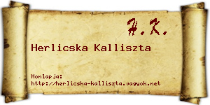 Herlicska Kalliszta névjegykártya